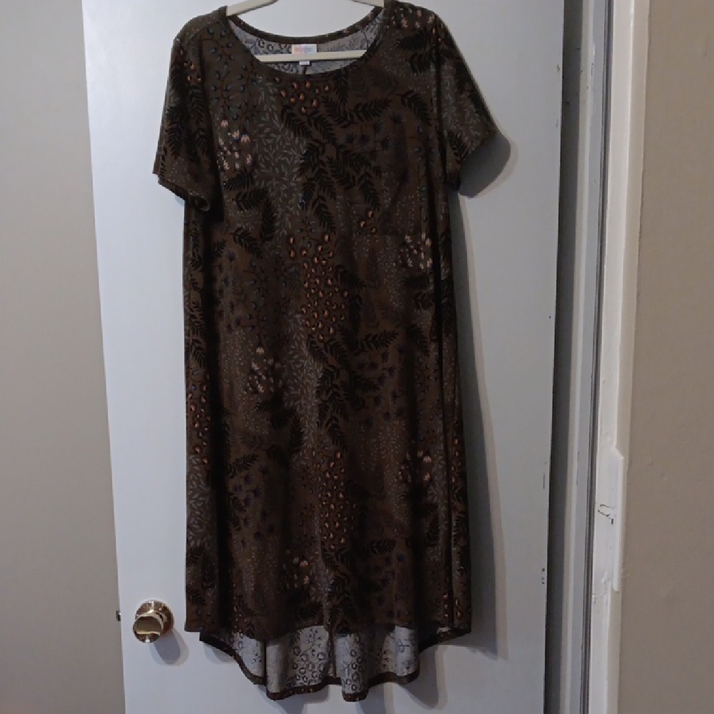 LuLaRoe Brown Patterned Dress